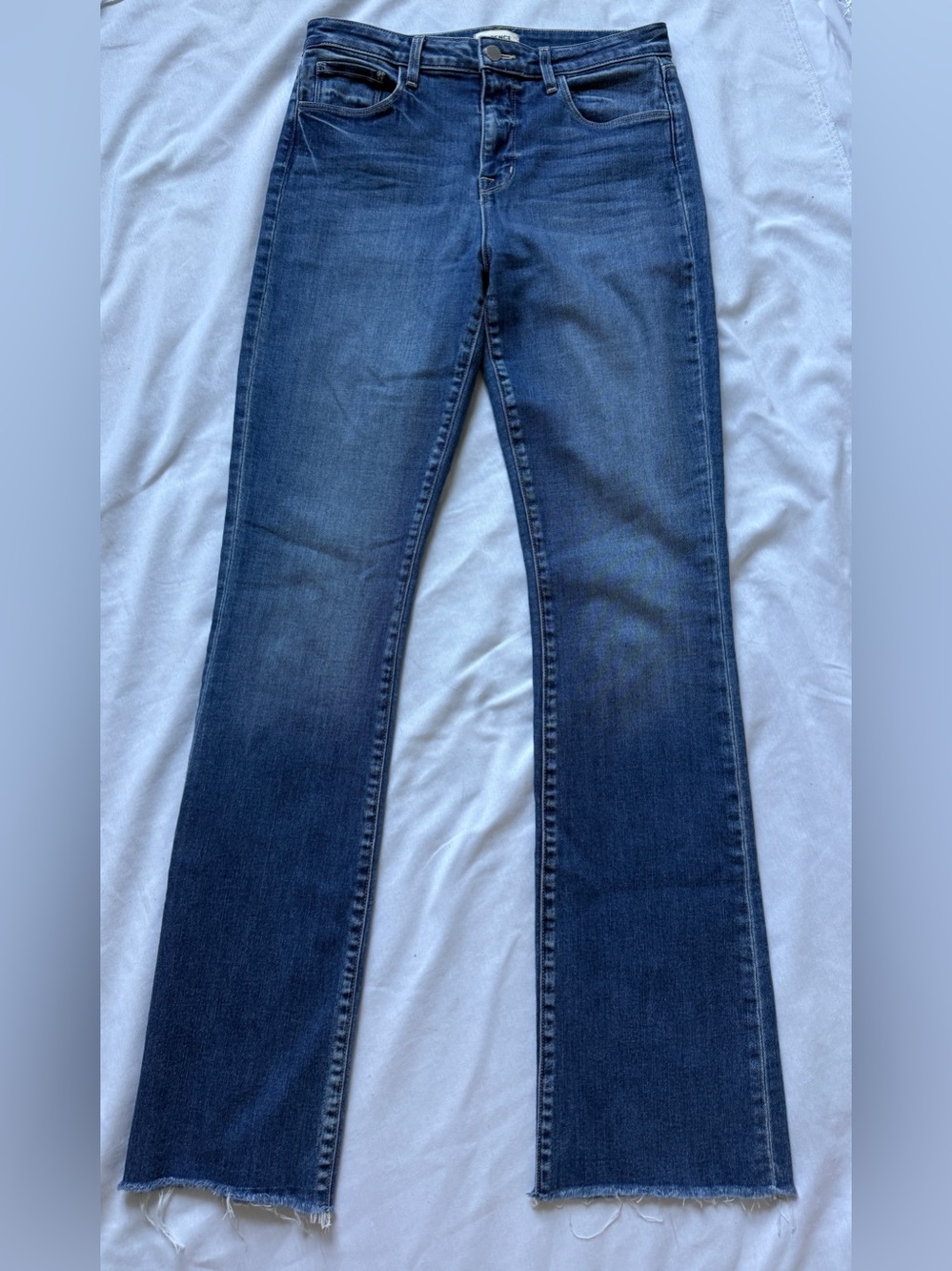 L’AGENCE Ruth High Rise Straight Jeans Women’s Size 28 Cambridge wash raw hem